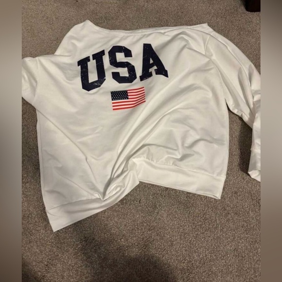 Off The Shoulder USA White Long Sleeve - Picture 2 of 4